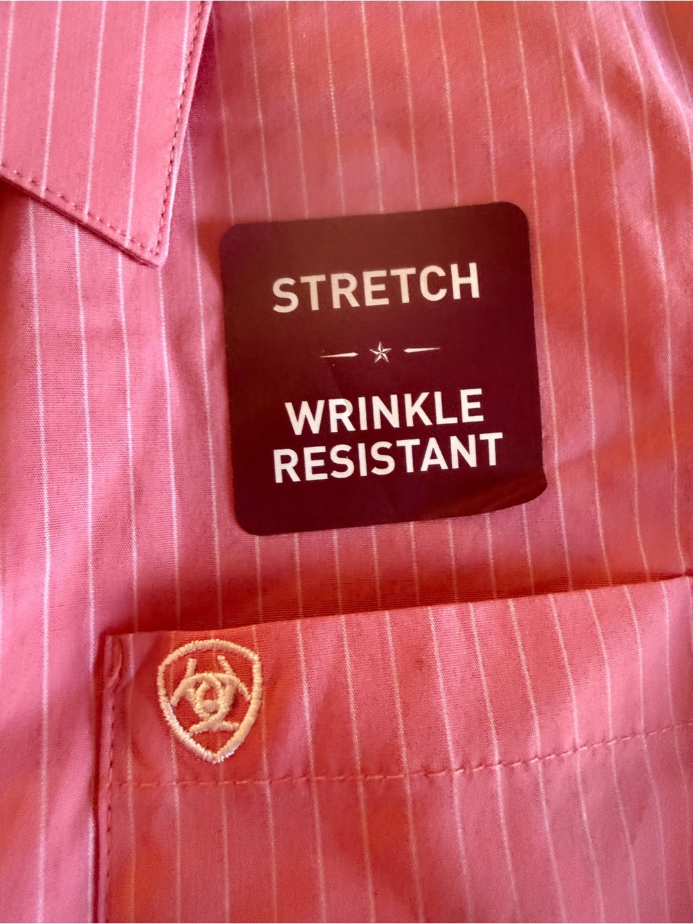 Ariat womens Pink Striped Stretch Wrinkle-Resistant Button-Down Shirt - Picture 6 of 9